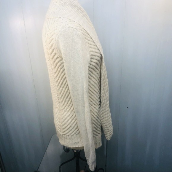 Beautiful Vince Cream Knit Ribbed Yak & Wool Open Front Cardigan Sweater Small - Picture 2 of 12